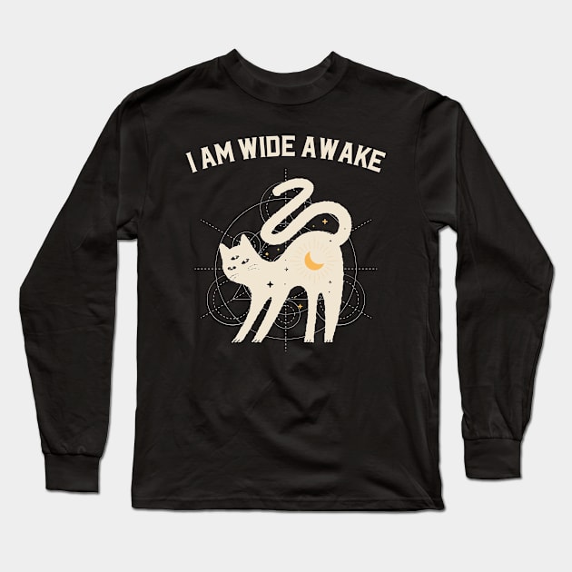 I Am Wide Awake Third Eye Cat Long Sleeve T-Shirt by TayaDesign